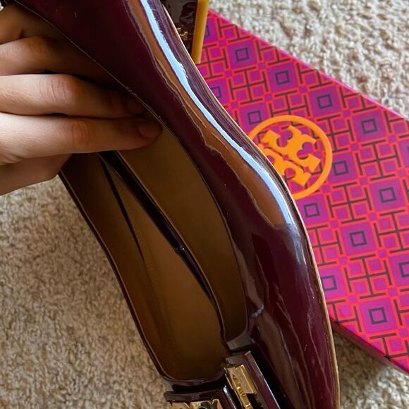 Tory Burch Gigi Burgundy Red Midi Heel Pump Size 7 - Picture 8 of 15